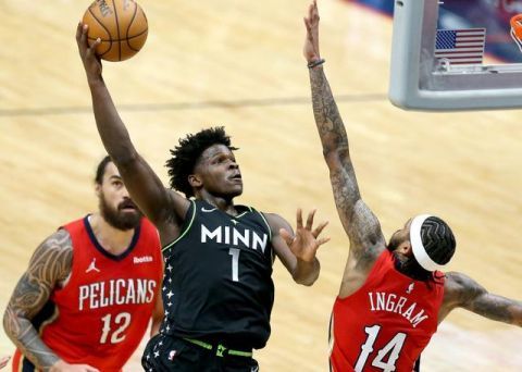  锡安隔扣戈贝尔，鹈鹕胜森林狼  